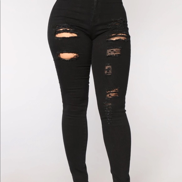 Fashion Nova Denim - Black Fashion Nova Tris Skinny Jeans Distressed